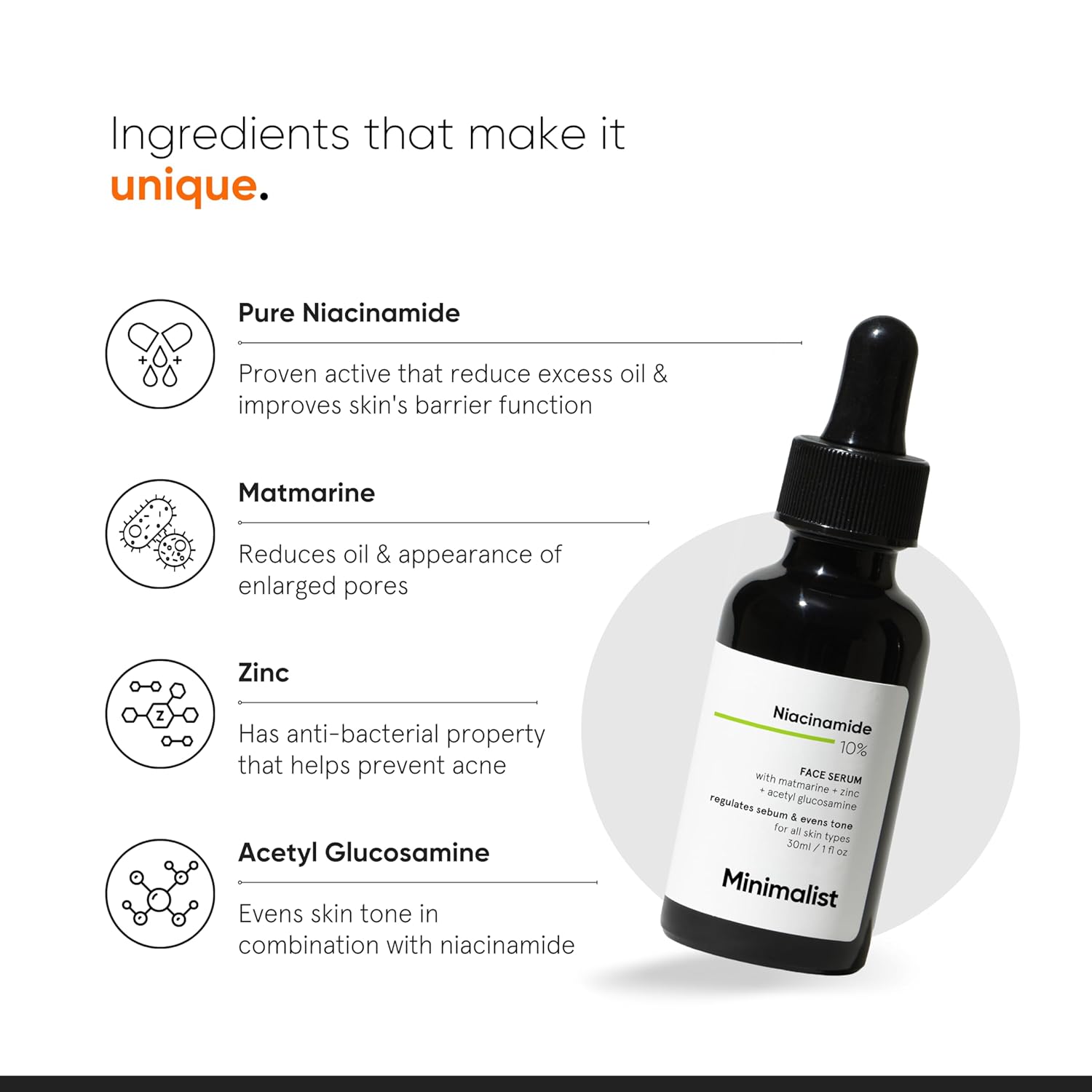 Minimalist Oil Control & Anti-Acne 10%  Niacinamide Face Serum with Zinc |-30ml image 4