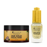 Pilgrim 24K Gold Facial Kit  24K Gold Face Mask Pack 50gm | 24K Gold Beauty Oil 20ml | image 1