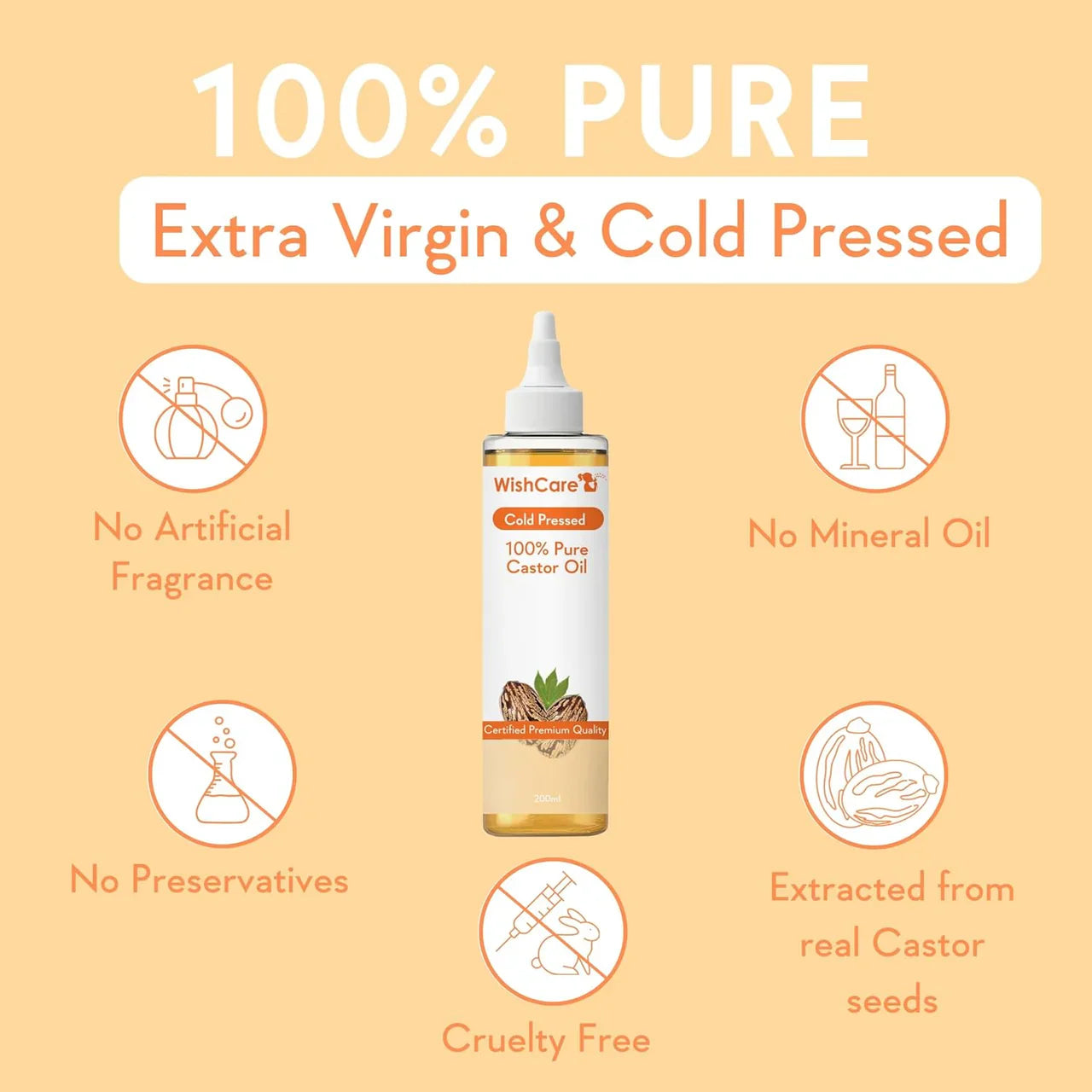 WishCare Premium Cold Pressed Castor Oil -200 ml image 3