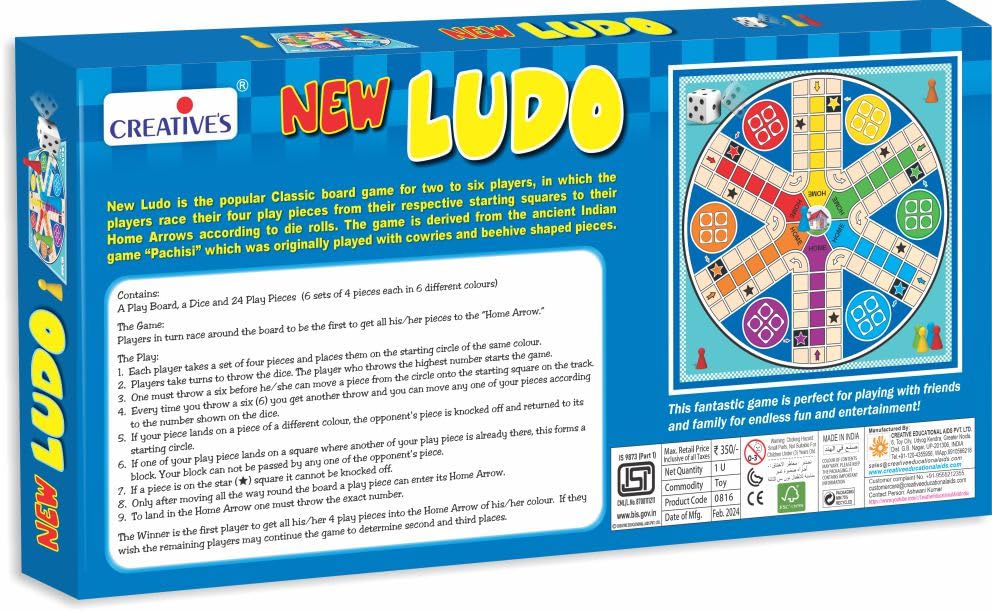 Creative's New Ludo Board Game (Multicolor, 25 Pieces) image 3
