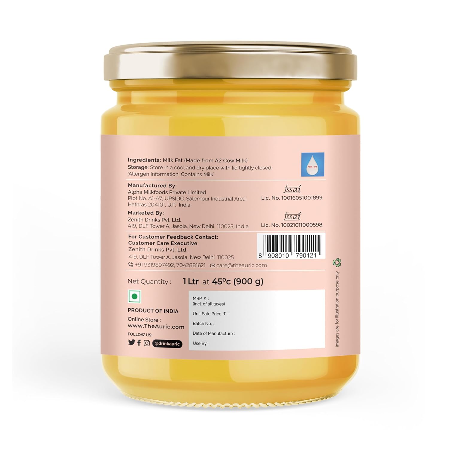 Auric Bilona Cow Ghee 1 Litre Glass Jar image 5