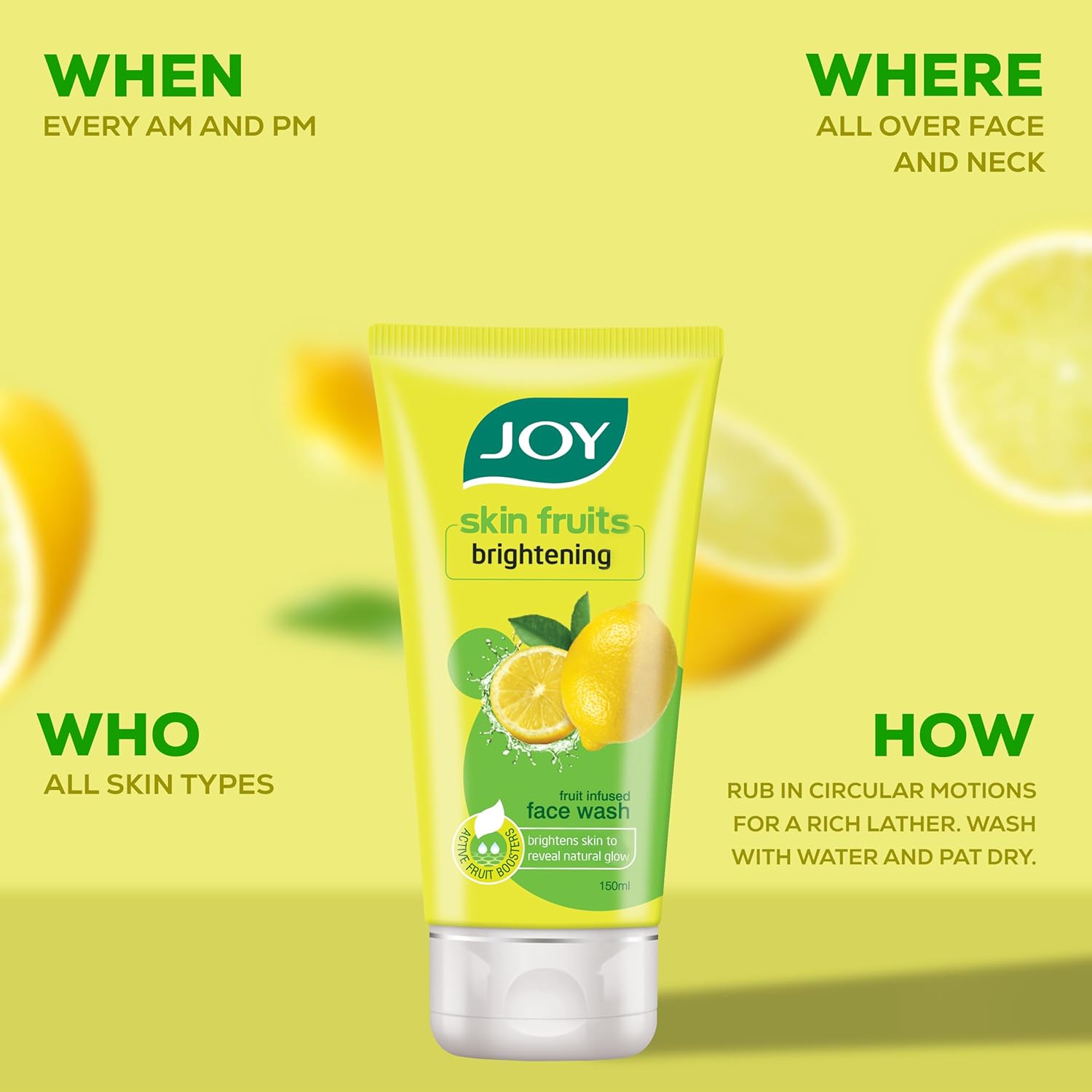 Joy  Lemon Face Wash pack of 2 (2X100ml) Vitamin C For Naturally Glowing Skin image 6