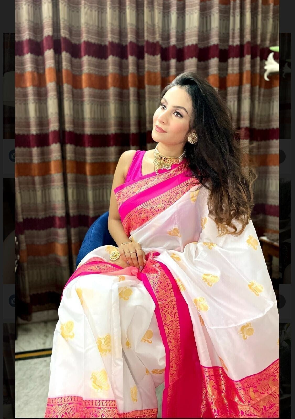 Soft Lichi Silk With Jacquard Weaving Work Saree With Blouse image 7