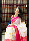 Soft Lichi Silk With Jacquard Weaving Work Saree With Blouse image 7