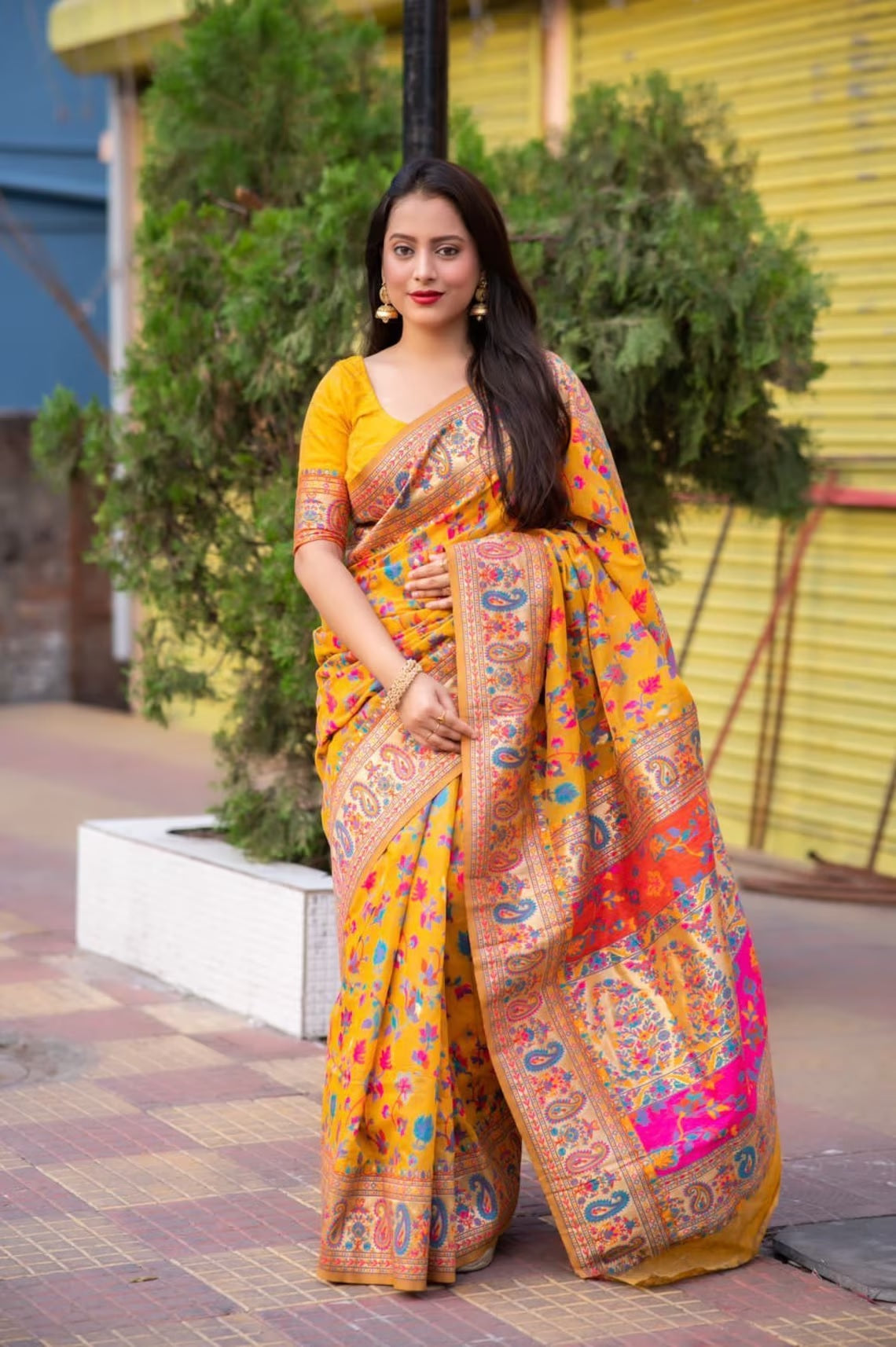Soft Lichi Silk Multicolor Saree With Blouse image 7