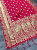 Pure Silk Zari Golden Weaving Rich Pallu Saree With Blouse image 7