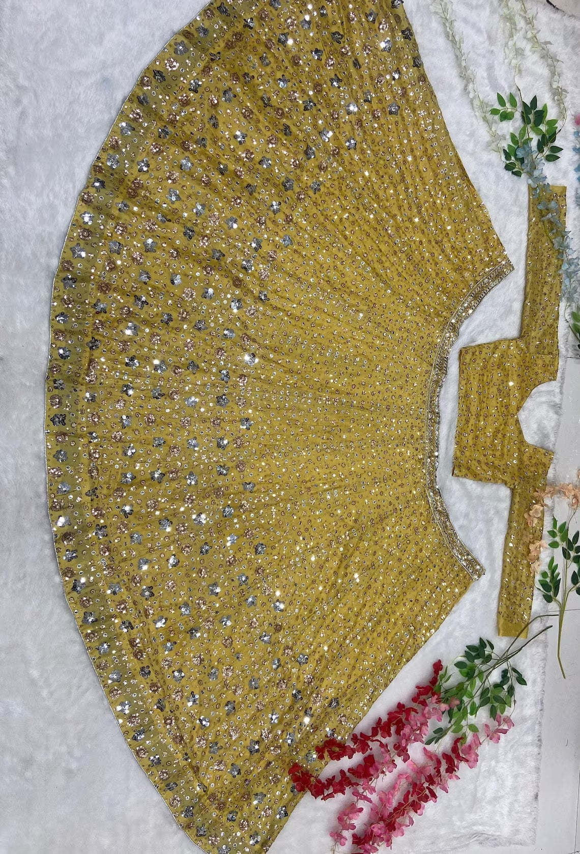 Beautiful Classic Style Indian Rangoli Silk Lehenga Choli With Dupatta image 7