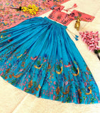 Soft Chinon Silk, Kalamkari Printed Work Lehenga Blouse With Dupatta image 3