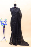 Black Georgette Embroidery Sequence Work Saree image 2