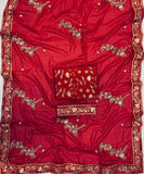 Red Georgette Embroidery Sequence Saree image 7