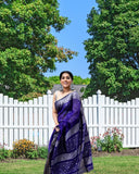 Royal Blue Soft Lichi Silk & Jacquard Saree With Blouse image 7