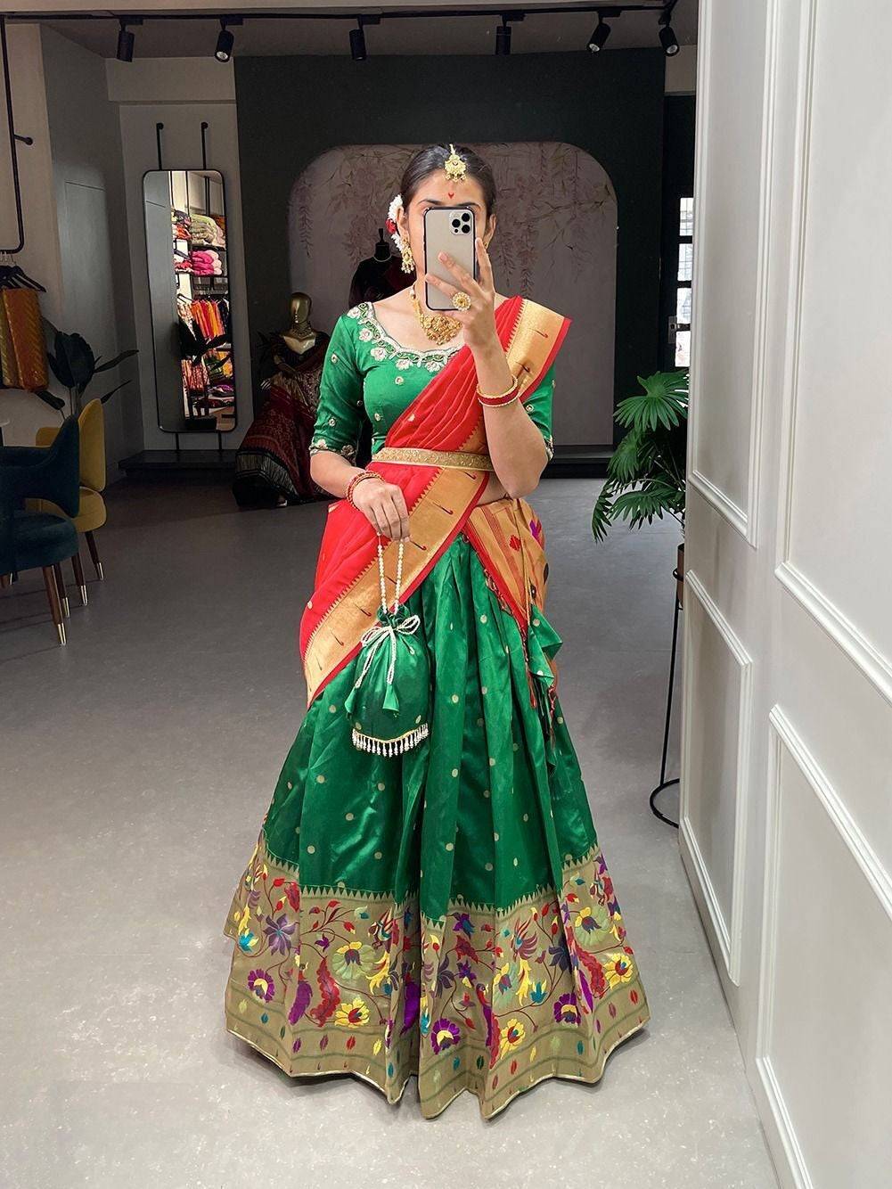 Jacquard Silk & Weaving Zari Work Lehenga Blouse With Dupatta image 5