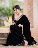 Georgette Saree With Embroidery Design Work Blouse image 7