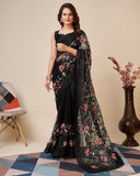 Soft Net With Embroidery Design Work Saree With Blouse image 7