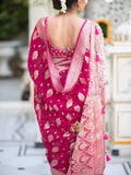 Rani Banarasi Soft Silk Saree With Unstitched Blouse image 7