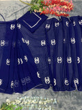 Premium Georgette & Beautiful Embroidery Work Ready To Wear Saree image 7