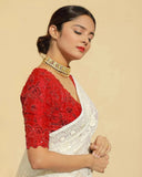 Georgette Sequence Cotton Thread Work Saree image 7