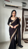 Pure Velvet With Embroidery Border Ready To Wear Saree image 7