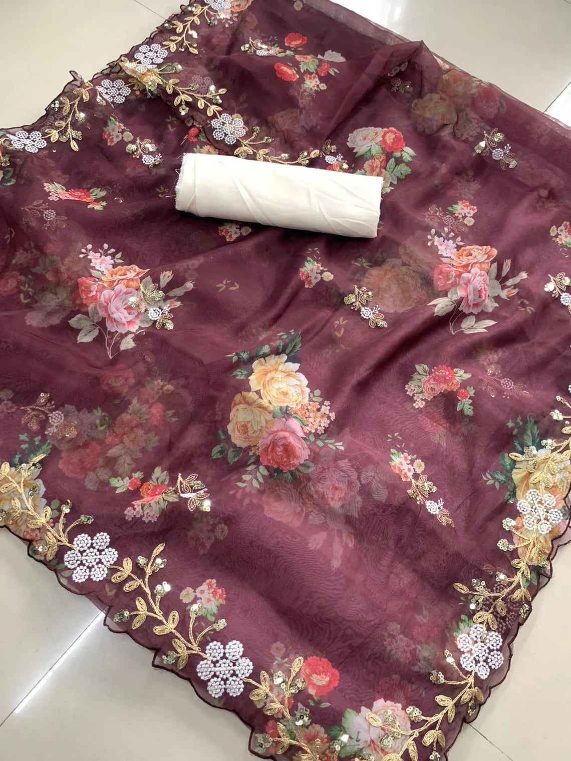Soft Tabby Organza Saree With Blouse image 7