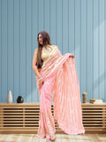 Women Georgette & Embroidery Sequence Work Saree With Blouse image 7