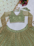 Green Sequence Work Lehenga Wedding Wear image 7