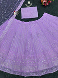 Butterfly Net With Embroidery Foil Mirror Work Lehenga Choli With Dupatta image 7