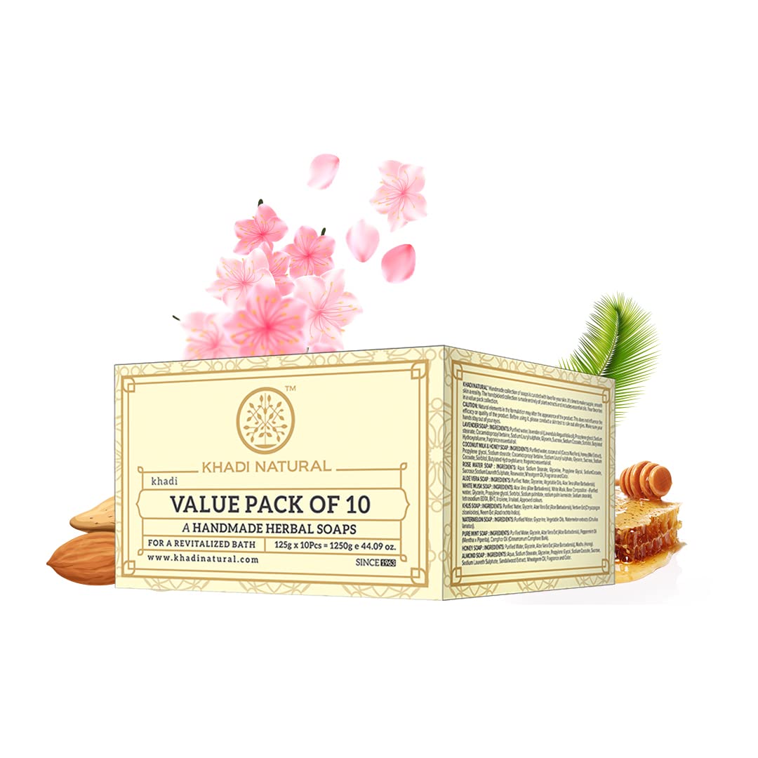 Khadi Natural Handmade Herbal Soap Combo Assorted Natural Soap Gift Set, Enriched With Essential Oils, 125 G (Pack Of 10) image 6