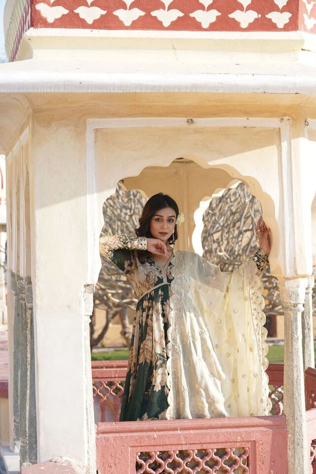 Russian Silk Embroidery Zari Sequence Work Dress With Dupatta image 7