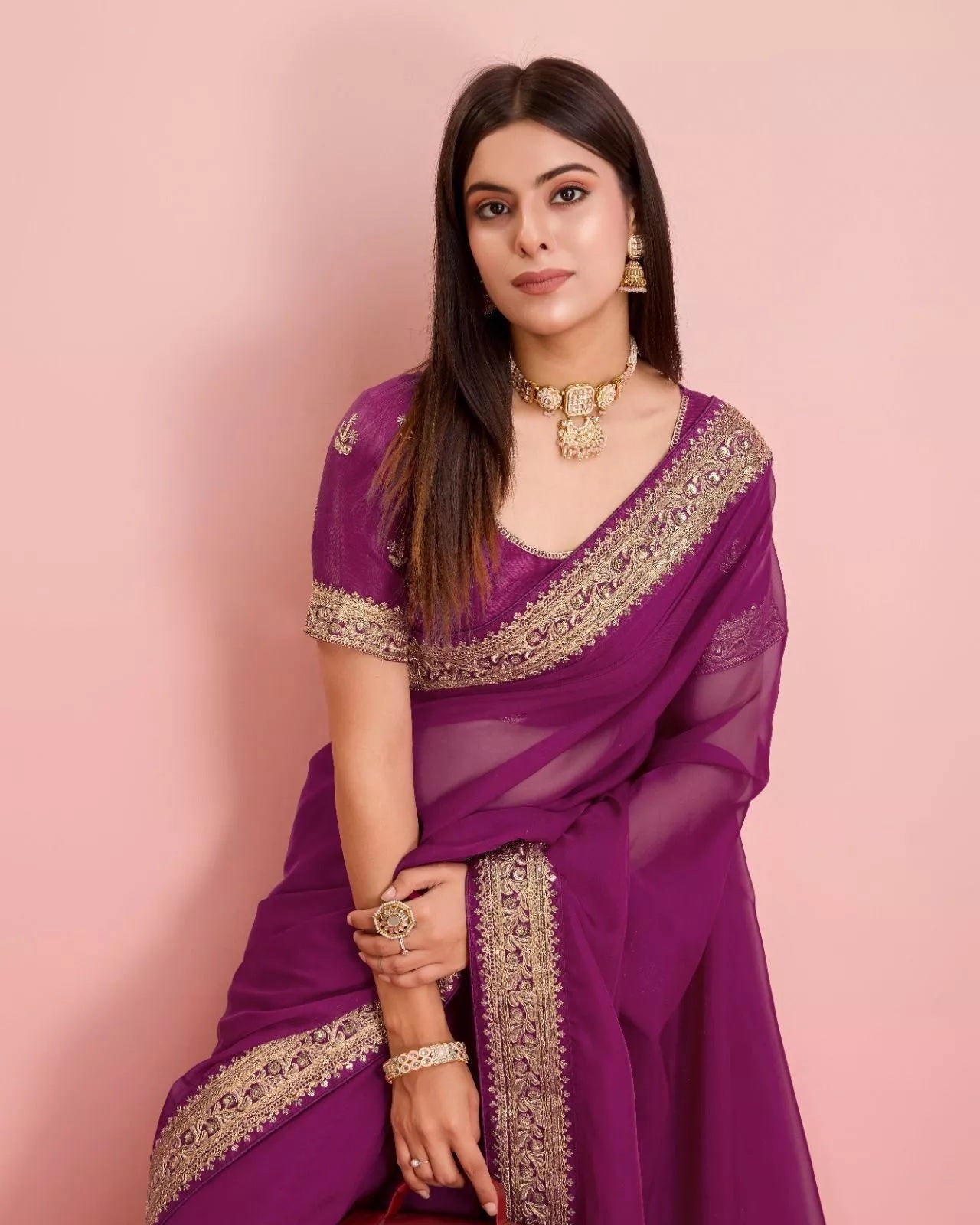 Tabby Silk Organza, Embroidery Lace Work Saree image 11