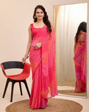 Georgette One Minute Ready To Wear Saree With Blouse image 1