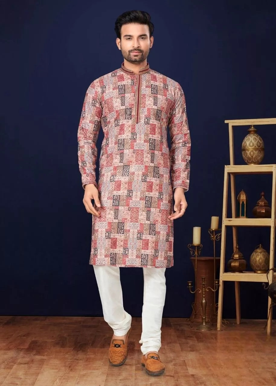 Designer Heavy Cotton Men'S Kurta Pajama Set image 2