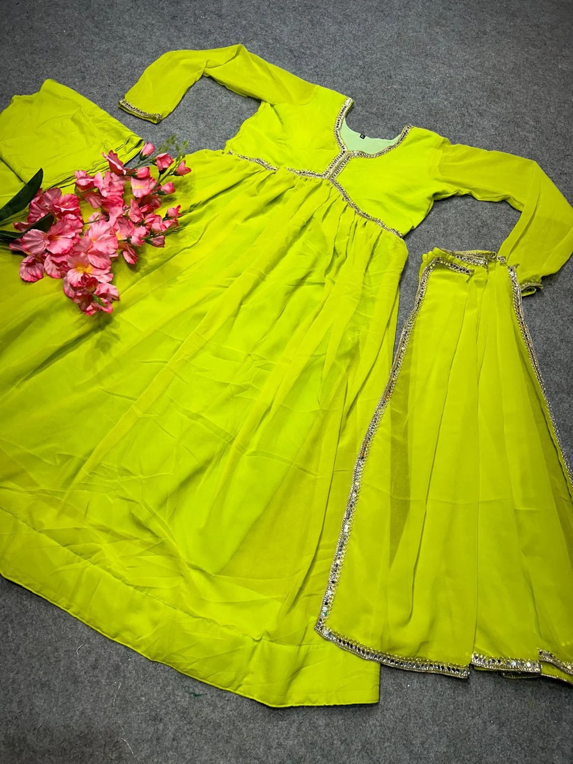 Georgette With Full Sleeves Long Gown Anarkali Dresses image 7