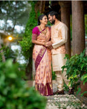 Soft Lichi Silk & Jacquard Work Saree With Blouse image 3