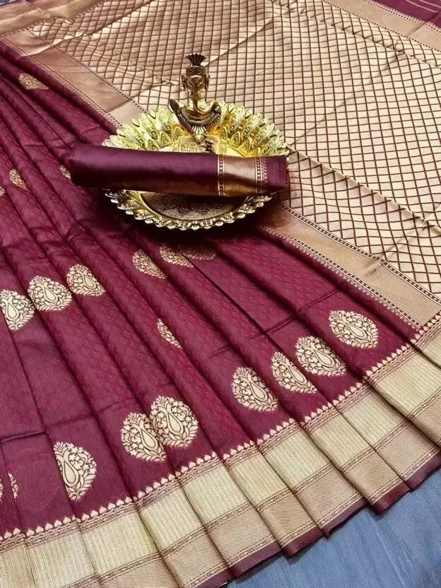 Banarasi Soft Silk Party Wear Saree & Blouse image 7