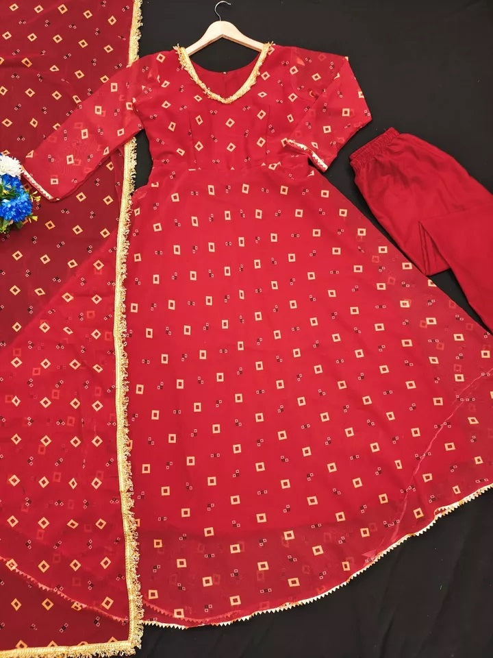 Faux Georgette Long Anarkali Gown Bottom & Dupatta image 7