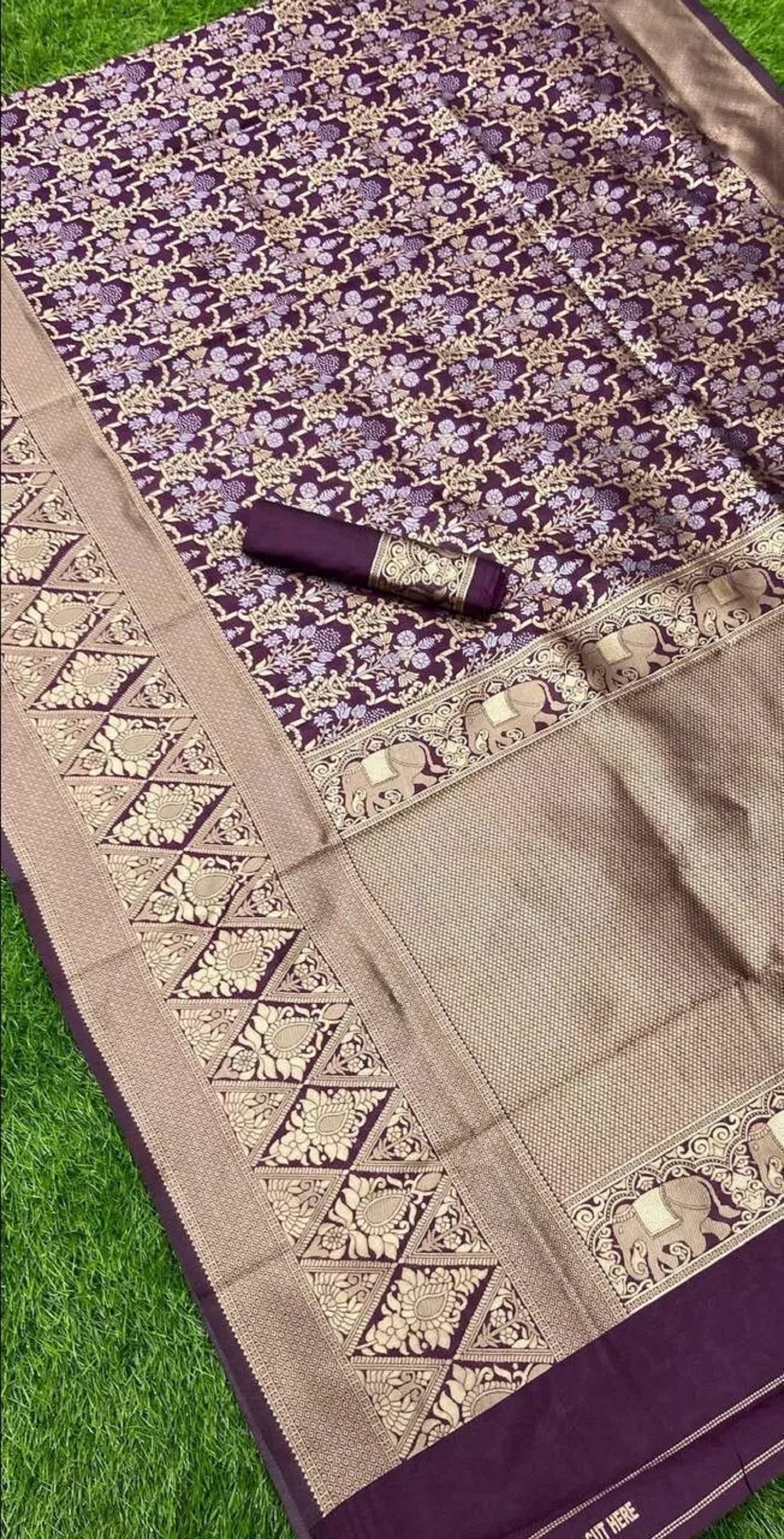 Banarasi Soft Silk Saree With Blouse image 7