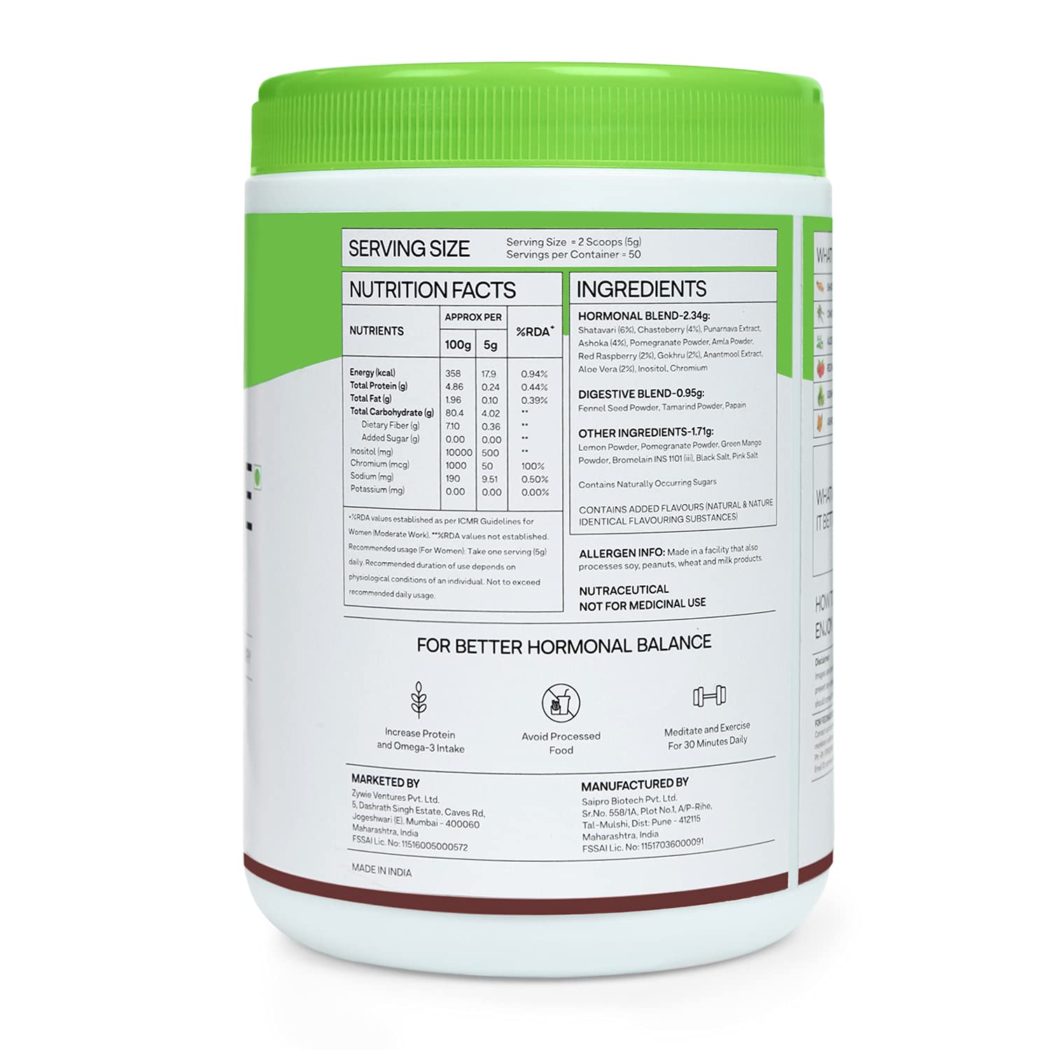 OZiva Plant Based Herbalance For Pcos - 250 gm - Pack of 1 image 5