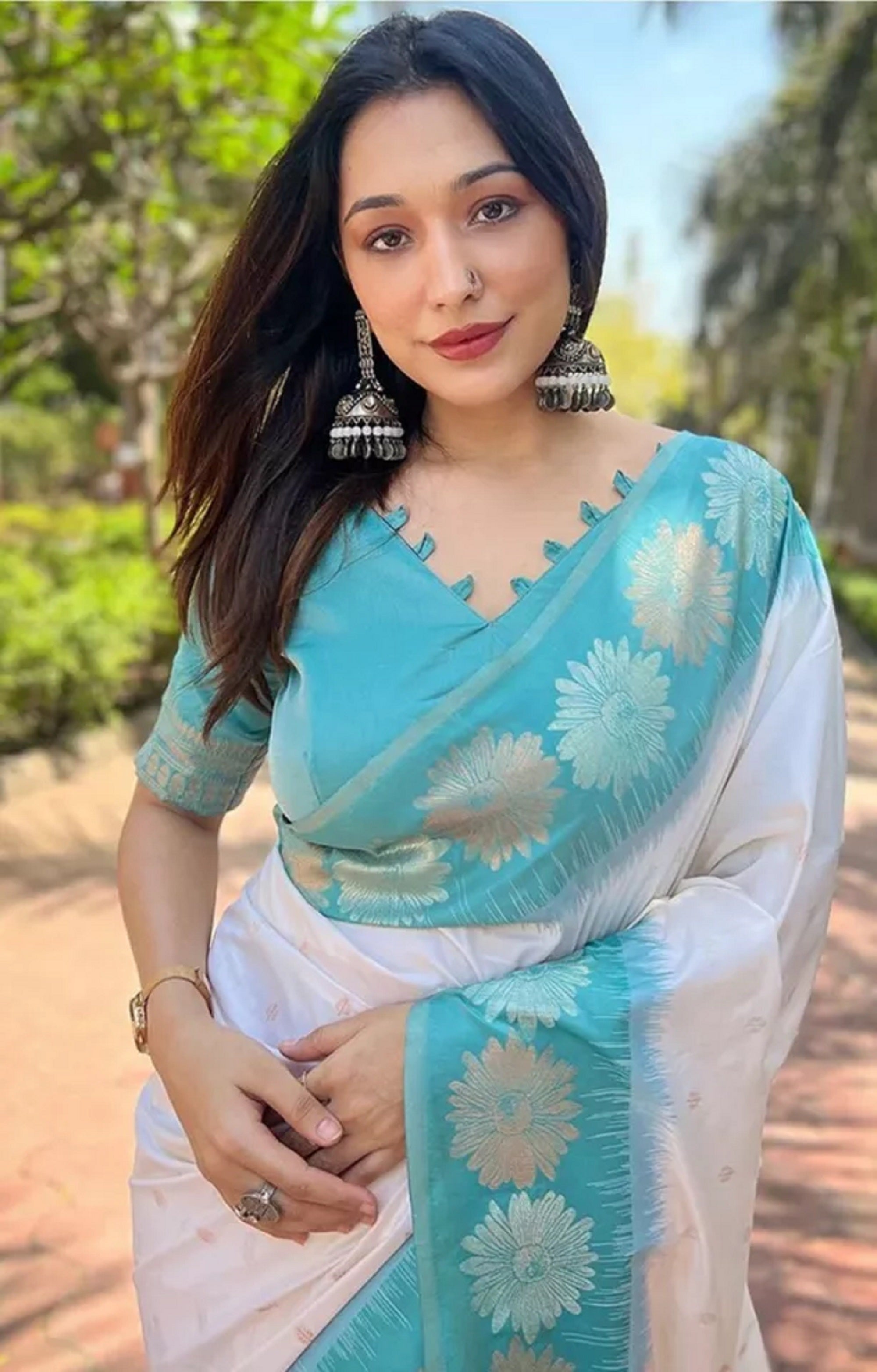 Banarasi Soft Silk Saree With Blouse image 14