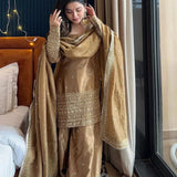 Fancy Satin With Sequence Work Top Palazzo & Dupatta image 7