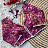 Banaras Silk Blouse Golden And Silver Jari Blouse, Ready Made Blouse image 7