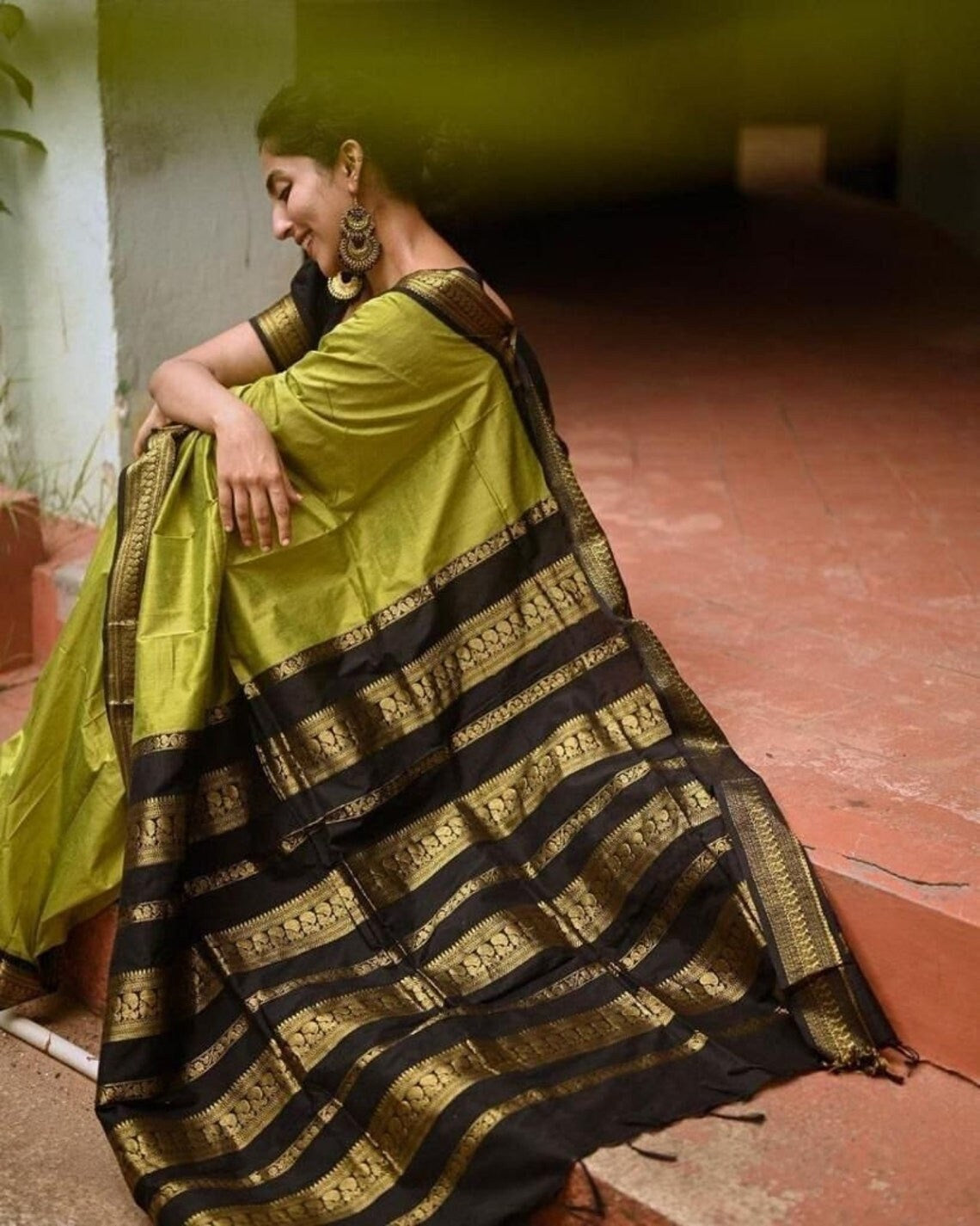 Soft Lichi Silk &  Jacquard Work Saree With Blouse image 7