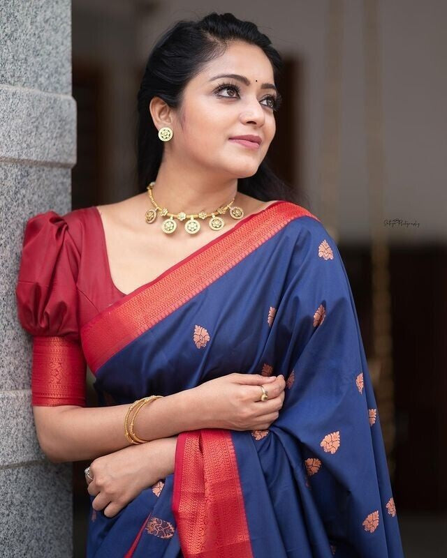 Soft Lichi Silk With Beautiful Jacquard Border Saree With Blouse image 7