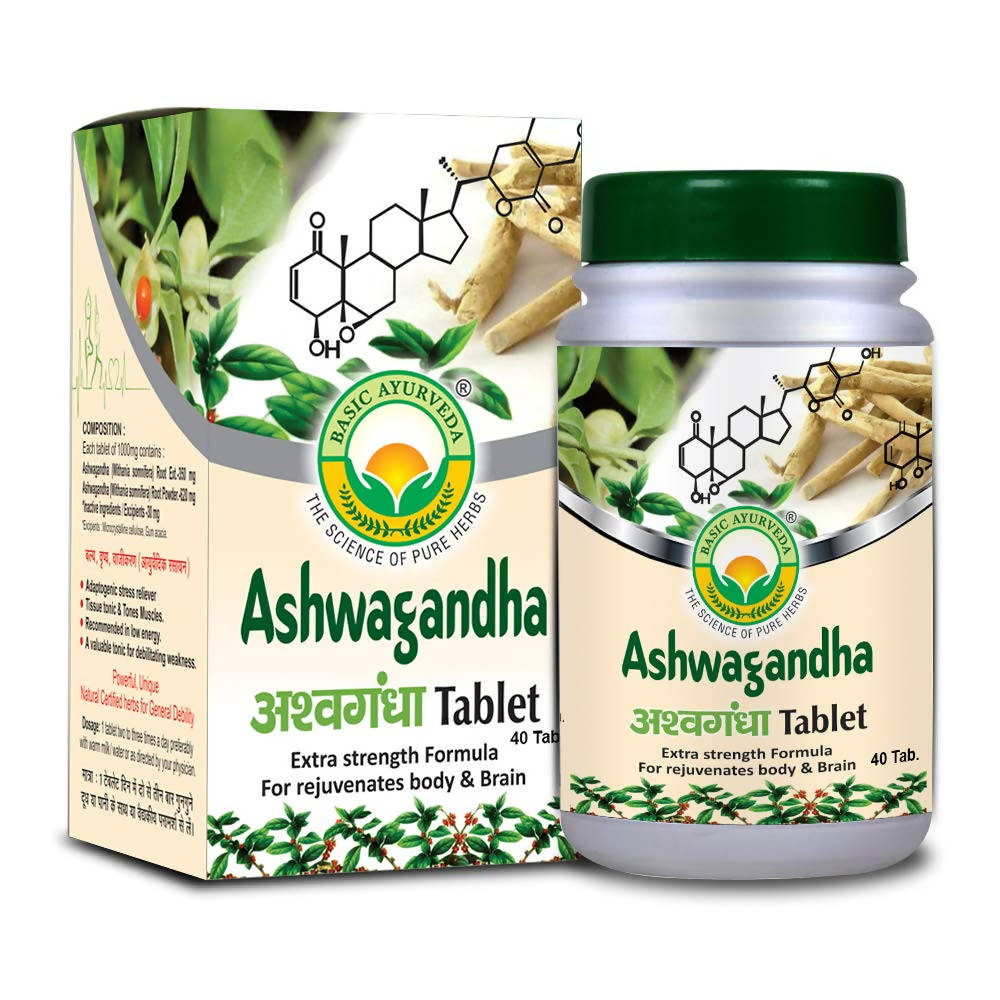 Basic Ayurveda Ashwagandha Tablet - 40 Tablets image 1
