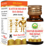 Basic Ayurveda Kasturi Bhairav Ras (Brihat) (with Gold) Tablet image 1