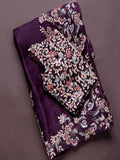 Eggplant Color Rangoli Silk Embroidery Work Saree image 8