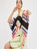 Home Wear Belt Style Printed Soft Satin Silk Short Kaftan J5696 image 8