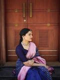 Navy Blue Color Soft Banarasi Silk Saree image 8