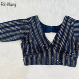 Faux Georgette With Zari Sequence Work Ready made Blouse 14-RK1 image 8