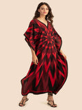 V Neck Printed Lounge Wear Soft Silk Crepe Kaftan J5765 image 8