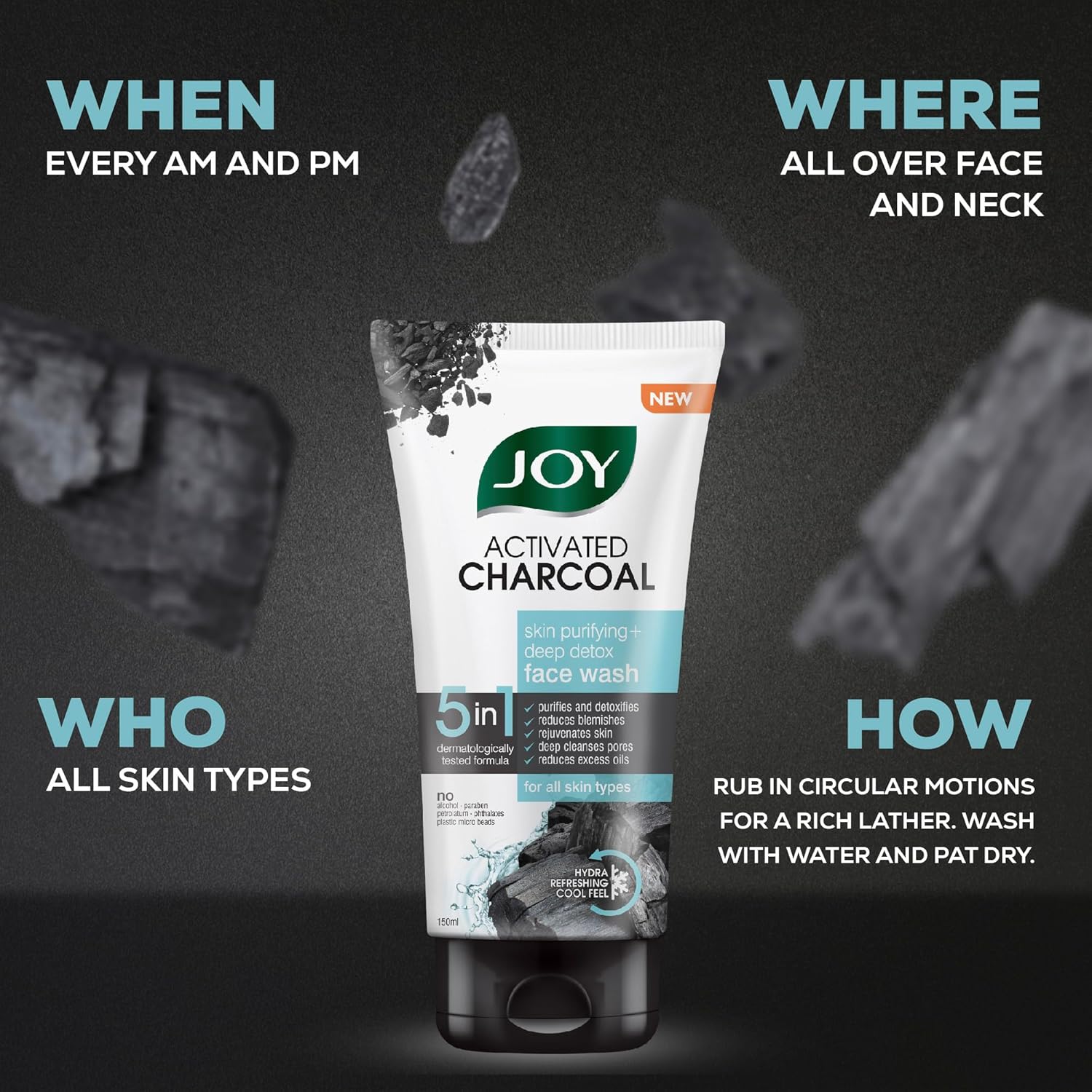 Joy  Charcoal Face Wash (150ml) image 5